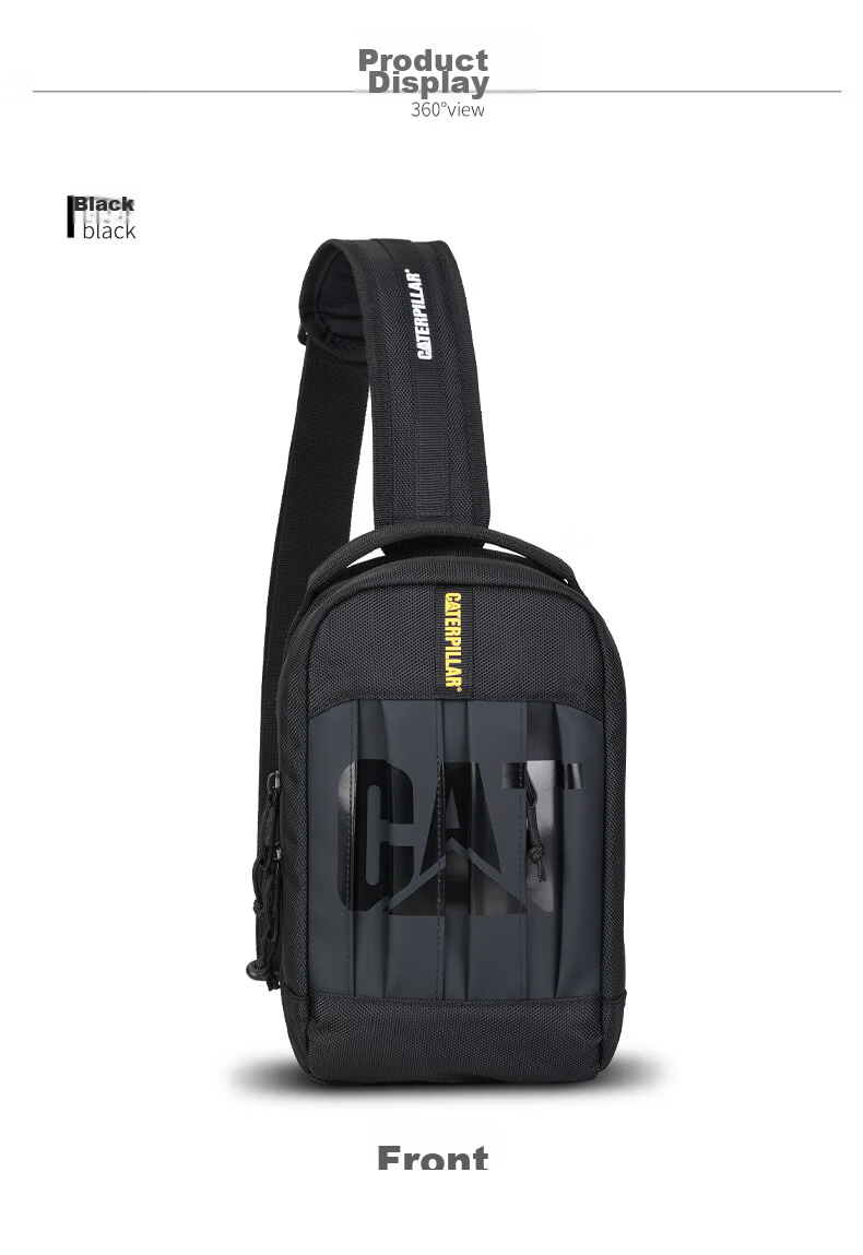 CAT Waist Bag Lightweight Chest Bag Outdoor Small Bag Sports Trendy Vertical Crossbody Shoulder Bag Multifunctional Black 84564 10