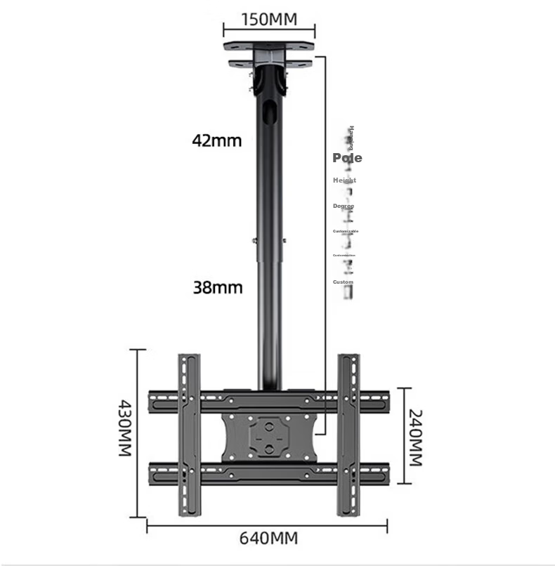 Beishi TV Mount Bracket, Universal for 32-75 Inch TVs, Wall-Mounted Rotating Bracket, 360-Degree Rotation, Ceiling Mount for TVs, 2 Meters 11
