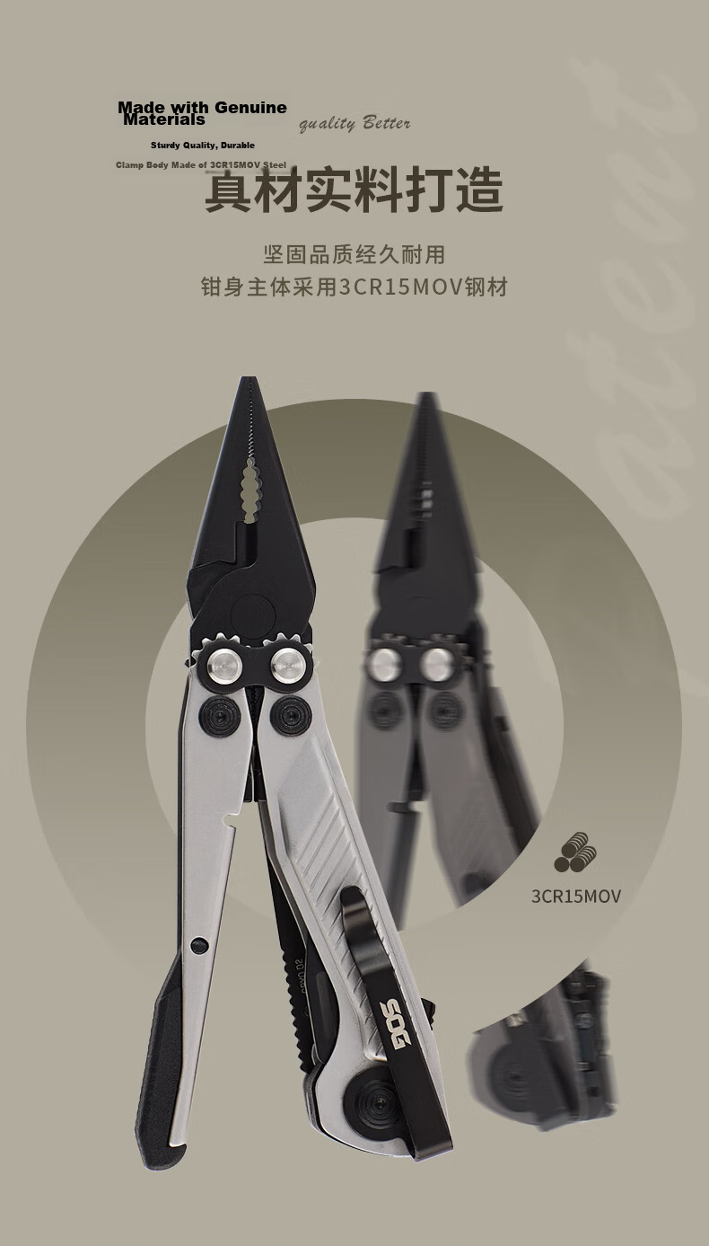 SOG Outdoor Gear FM Multi-Tool Pliers Portable Mini Multi-Function Knife Survival Equipment Blue 6