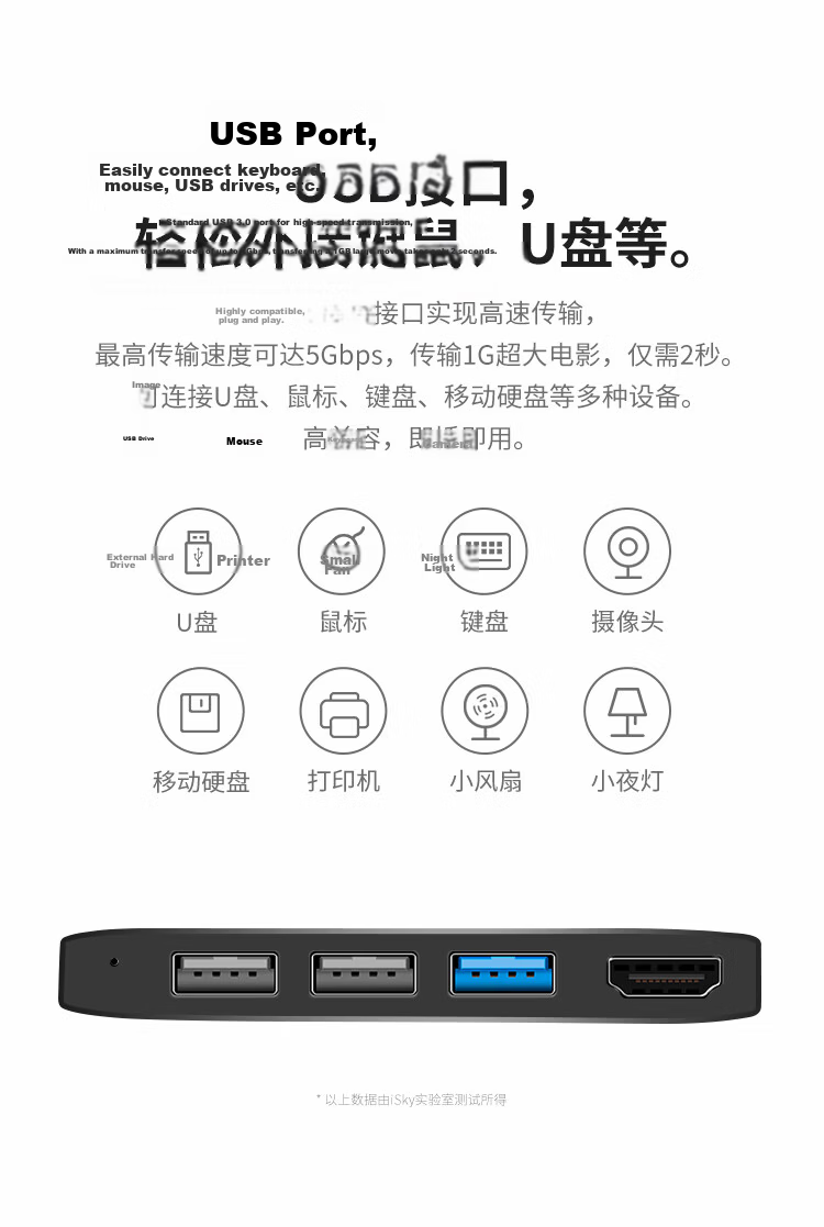 Isky Microsoft Surface Pro 5/6 Docking Station USB Adapter HDMI Hub Video HD Laptop Splitter 9