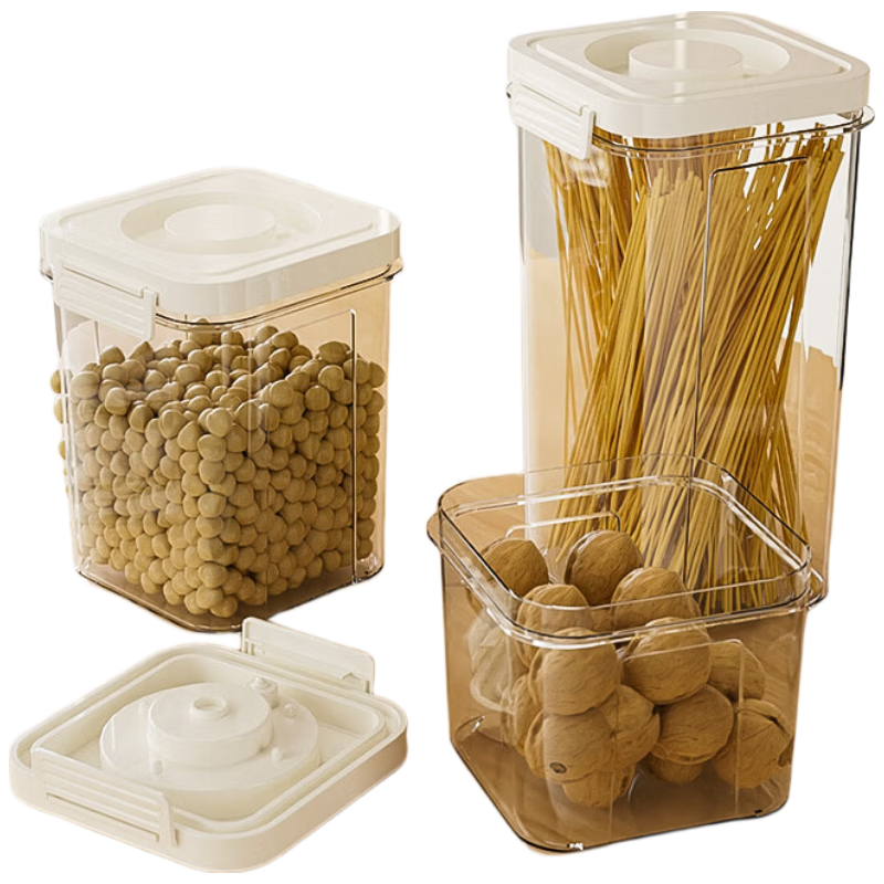 JD Original Airtight Container, Food-Grade Push-Lid Vacuum Storage Jar for Grains, Kitchen Storage, Snacks, Dried Goods, Moisture-Proof, 1.2L