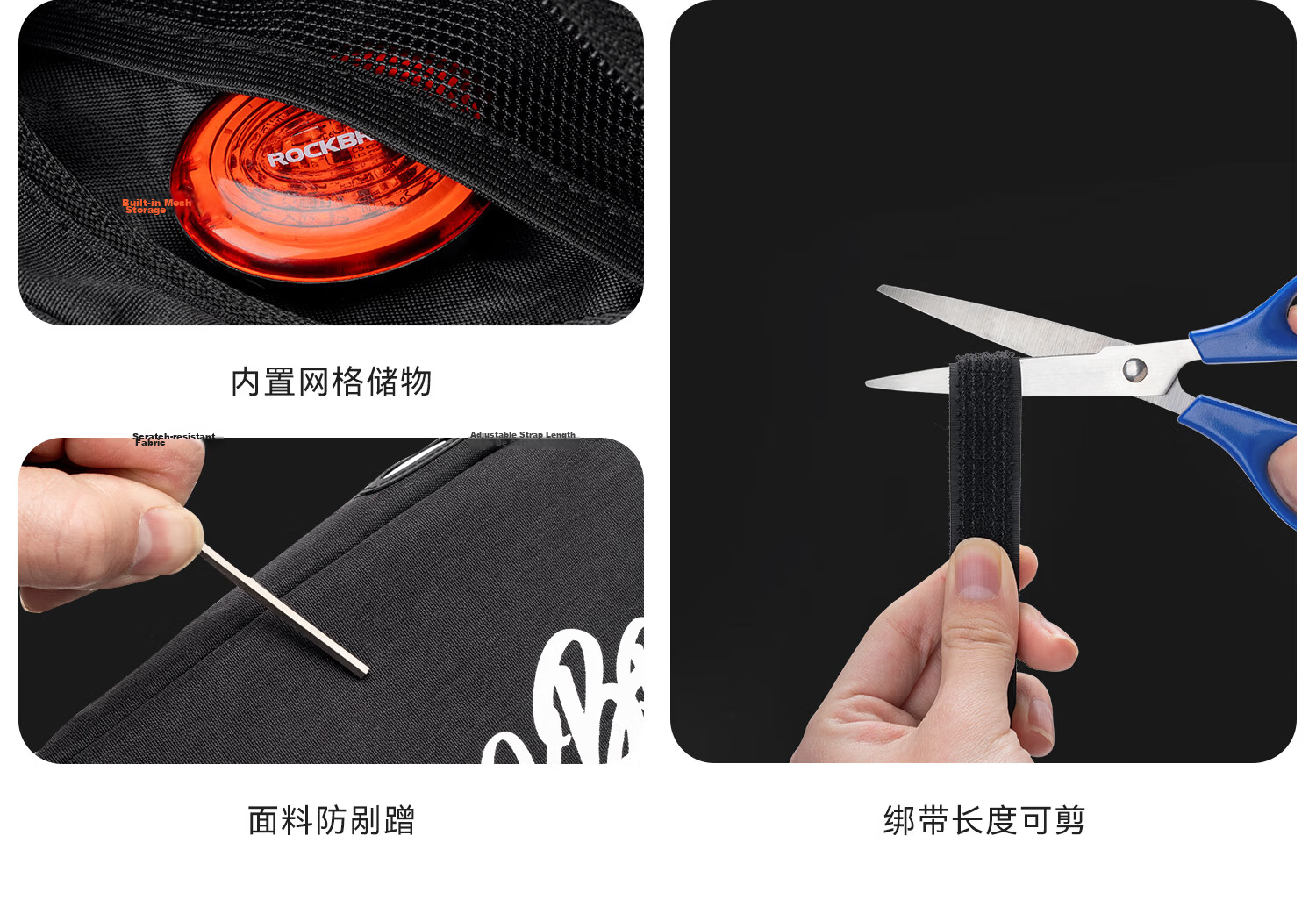 ROCKBROS Bicycle Triangle Frame Bag Top Tube Bag Front Beam Bag Mountain Road Bike Tool Bag Cycling Gear Black Small Size 18