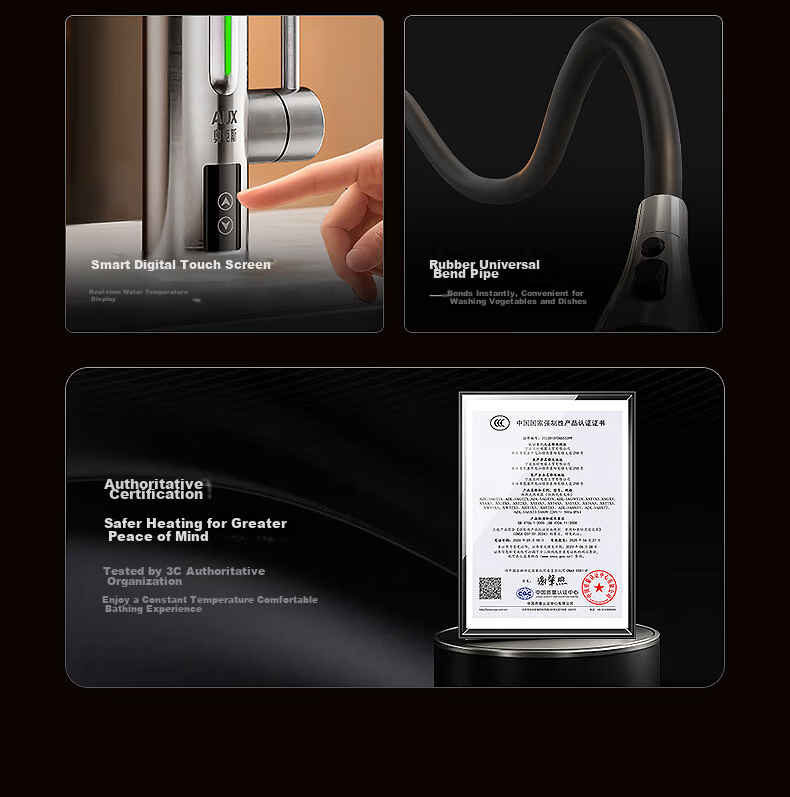 AUX Electric Hot Water Tap, Instant Heating Faucet, Dual-Use for Cold And Hot Water, Kitchen And Balcony Household Water Heater 5