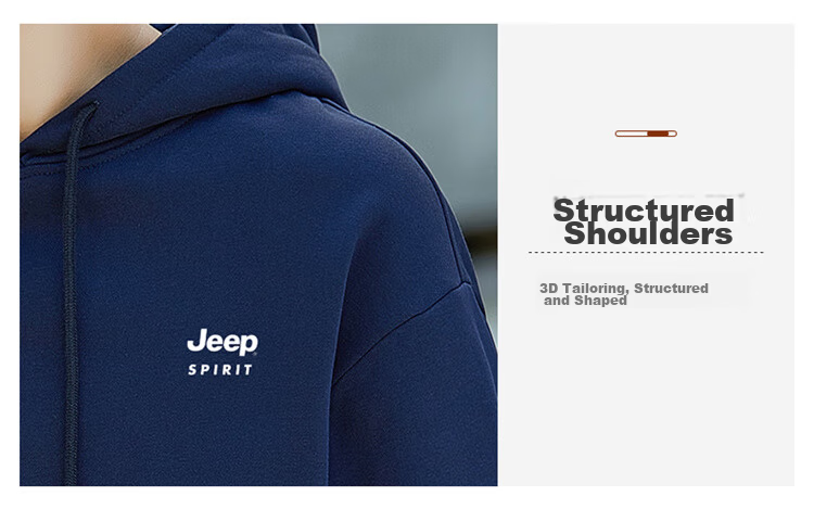 JEEP SPIRIT Men's Hooded Sweatshirt, Casual Loose Long-Sleeve T-Shirt for Spring, Base Layer for Men, Deep Blue, 2XL 7