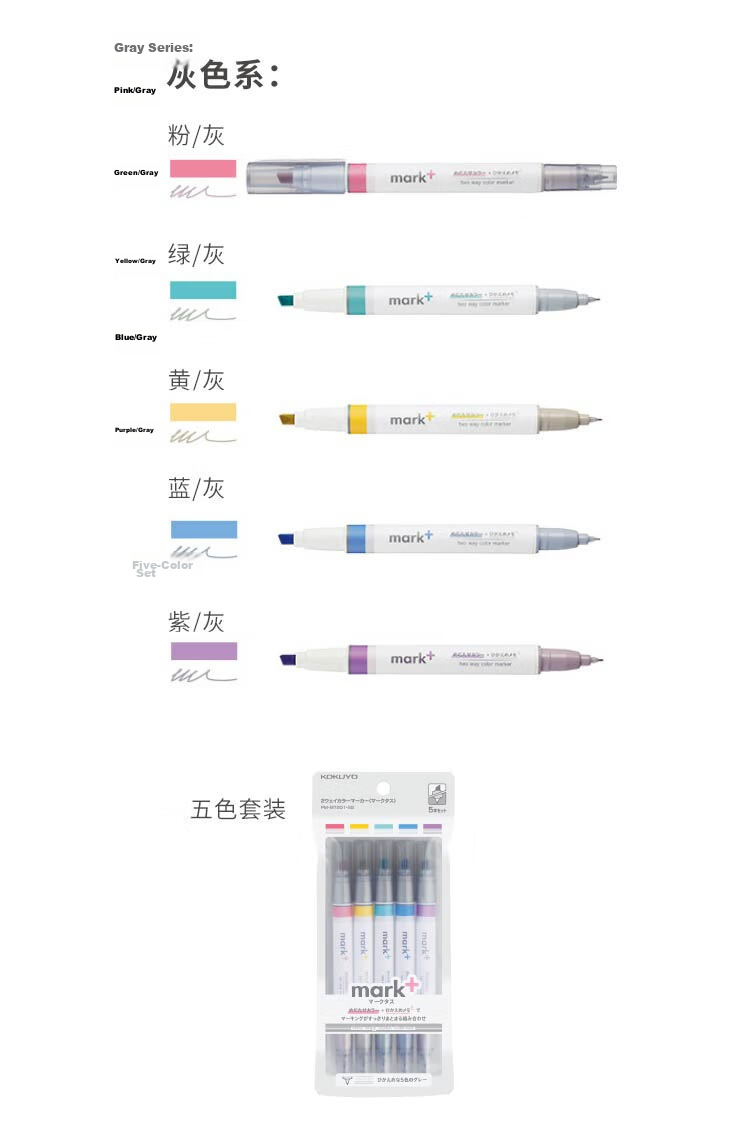 KOKUYO Imported Mark+ Colorful Marker Pens for Students to Highlight And Mark Important Points, Fluorescent Pen, Double-Ended, Green, 1 Piece PM-MT200G 7