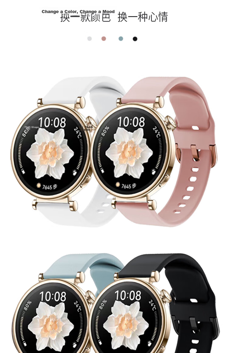 ESCASE Silicone Watch Strap for Huawei GT7/6/5/4, 41mm Women's Skin-Friendly Sweat-Resistant Sports Band, Dust-Resistant Frost White, 18mm Width 9