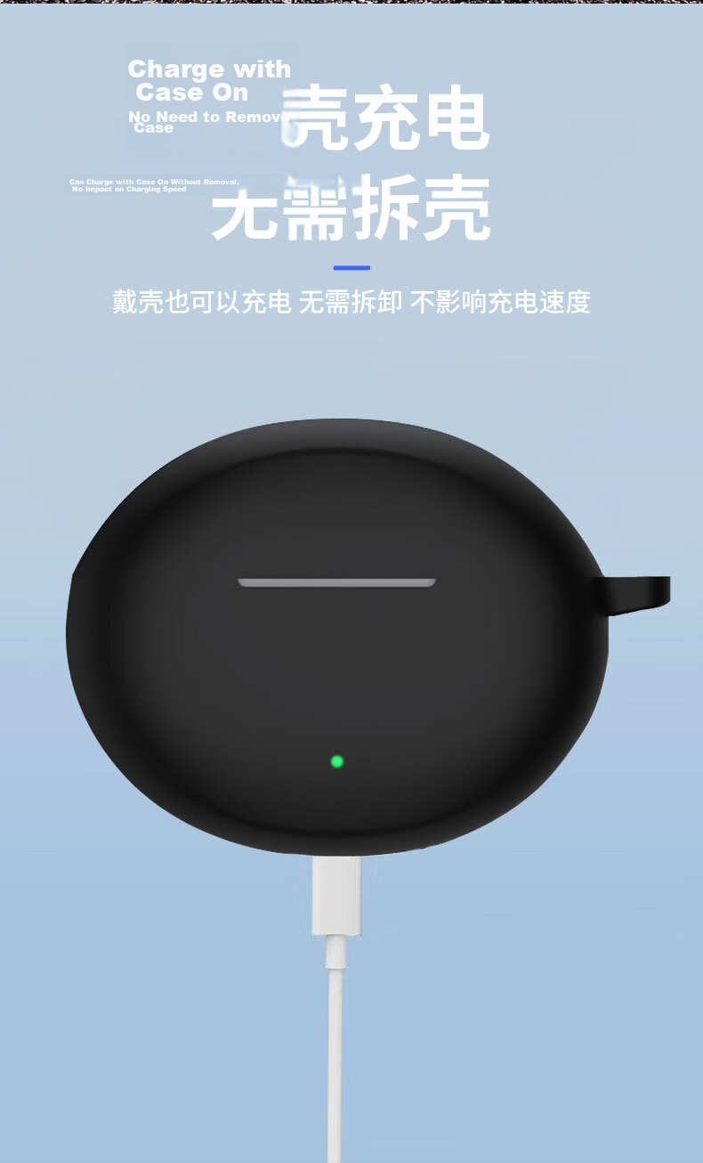 KMaxAI Compatible with OPPO Enco X3/Air4 Pro Earphone Protective Case Silicone Cover with Hook Wireless Charging Matte Simple Solid Color Soft Case Black 9