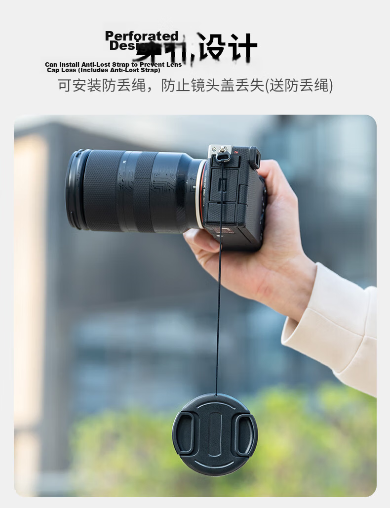 JJC 58mm Lens Cap with Anti-Lost Strap for Canon/Nikon/Sony/Fujifilm DSLR and Mirrorless Cameras 6