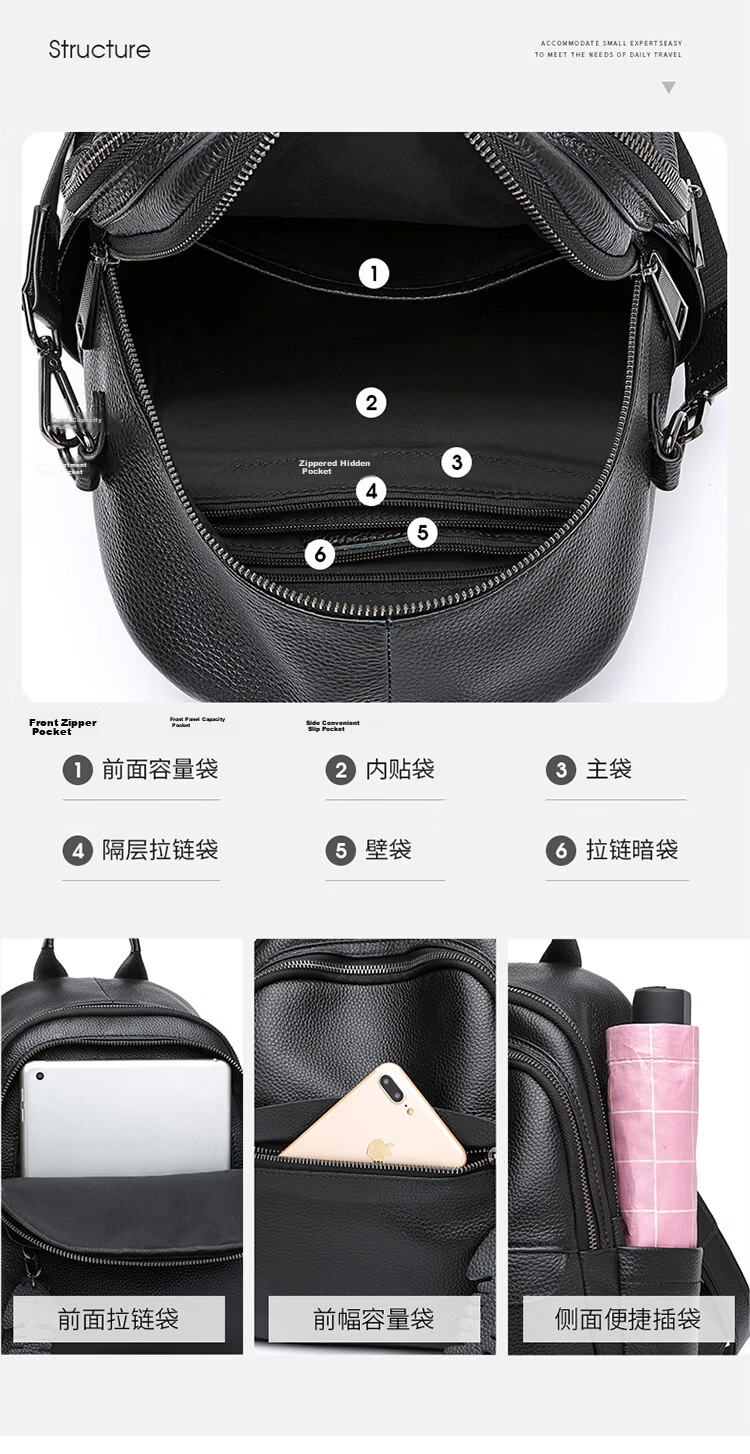 Viney Women's Leather Backpack Fashion Large Capacity Travel School Bag for Middle School Students Birthday Gift for Girlfriend 13