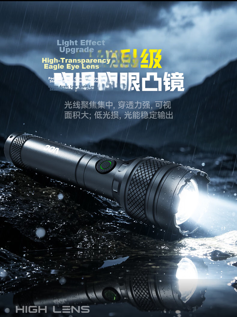 AOC Zoomable High-Power Flashlight Bright Long-Range High Lumen Long Battery Life Outdoor Adventure Patrol Emergency Light 6