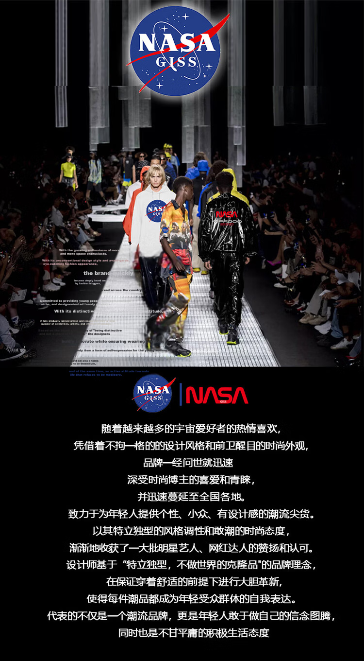 NASA GISS Sweatshirt for Men, Spring And Autumn American Heavyweight Long-Sleeve T-Shirt, Retro Round Neck Top for Students, Men's Clothing, White, 3XL 20