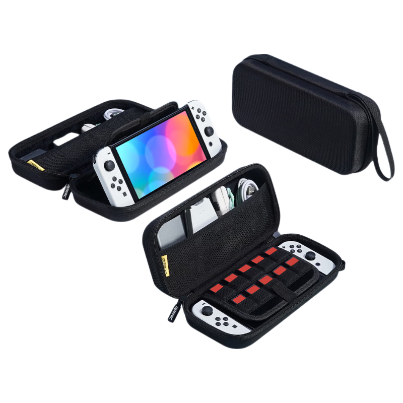 Jemdo Switch Storage Case, Game Console Protective Box, NS/OLED Handheld Multi-Functional Portable Storage Case, Large Capacity Protective Bag, Black