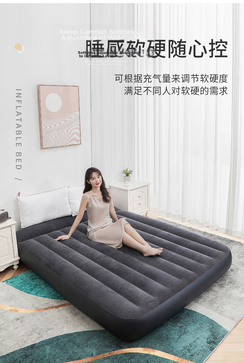 INTEX Double Large Inflatable Air Mattress with Built-In Electric Pump, Pillow, Automatic Inflation, for Car And Home Use, Foldable Bed for RV 64150 8