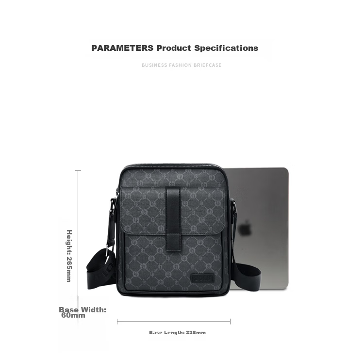 GOLF GOLF Men's Large Capacity Fashion Printed Single Shoulder Bag, Vertical Style, Suitable for iPad and Mobile Phone, Business Casual Small Square Bag, Men's Crossbody Bag, 5I798466J Gray with Black 14