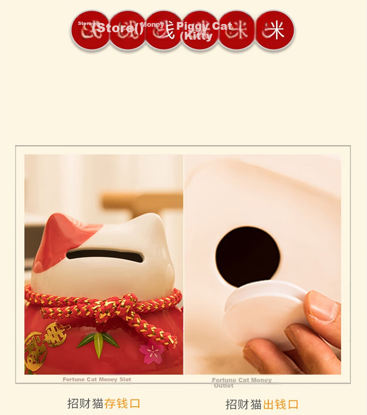 Bangu Mountain Ceramic Lucky Cat Figurine Coin Bank Home Creative Handicraft Gift Birthday Christmas 6