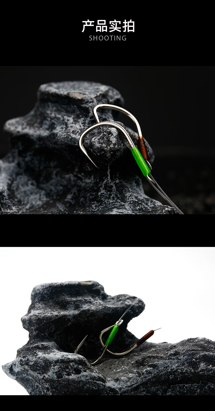 BKK Double Hook Fishing Rig for Bighead Carp, Silver Carp, Grass Carp And Black Carp, Professional Competition Ready Finished Product for Large Fish Hooks 7