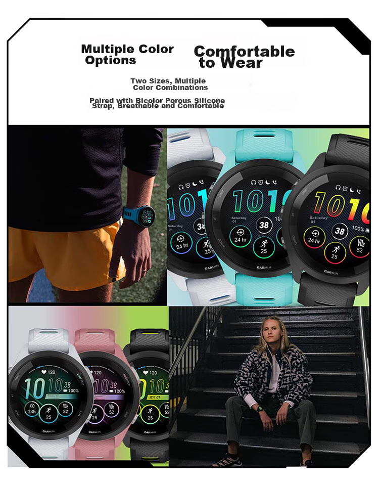 GARMIN FR265 Heart Rate Running Outdoor Sports Smartwatch Birthday Gift Forerunner265 Moonlight White 5