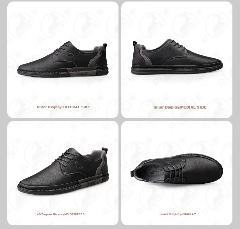 Gongyang Leather Shoes for Men, Genuine Leather, Spring And Summer Formal Business Shoes, British Style Trendy Casual Shoes for Men, Black, Size 44 17