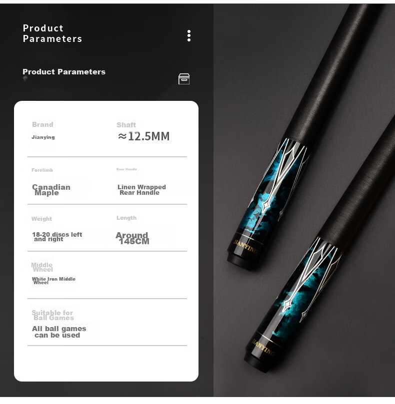 Jianying Pool Cue, Large Tip, Chinese Eight-Ball, American Nine-Ball Cue Set, Medium Hand, Table Tennis Cue, Blue Star 4