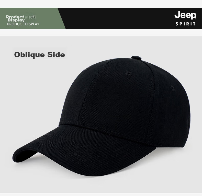 JEEP Men's Baseball Cap Fashion Trendy Duckbill Hat Unisex Couple Casual Outdoor Sports Brand Hat A0601 Black 11