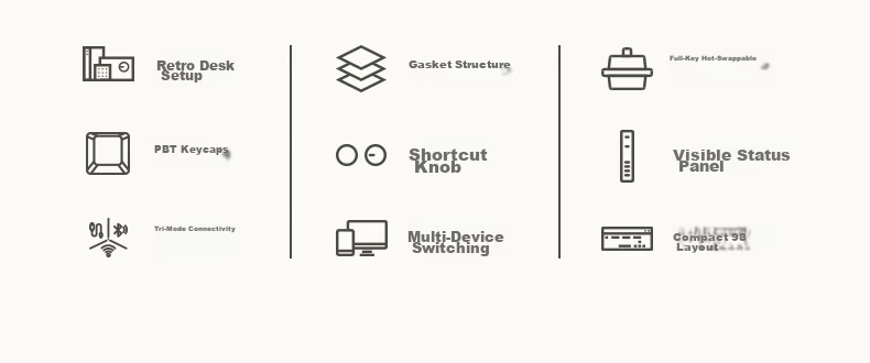 Lofree Small Square Three-Mode Hot-Swappable Custom Mechanical Keyboard Wireless Bluetooth Gaming Keyboard Gasket Structure 98-Key Keyboard 3