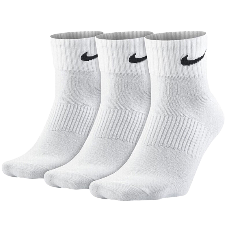 NIKE Unisex Socks Quick-Dry Breathable Sports Socks Short Socks 3-Pack CK6021-904 White M