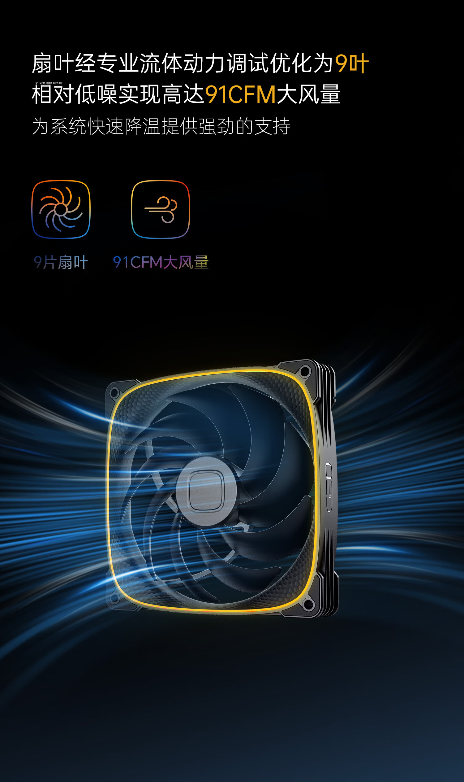 GeometricFuture Longshen 2503B-14CM Case Fan, Cooling Fan 14CM, ARGB Light Synchronization, PWM Speed Control, Smart Daisy-Chaining, Black, Forward, Single Pack 5