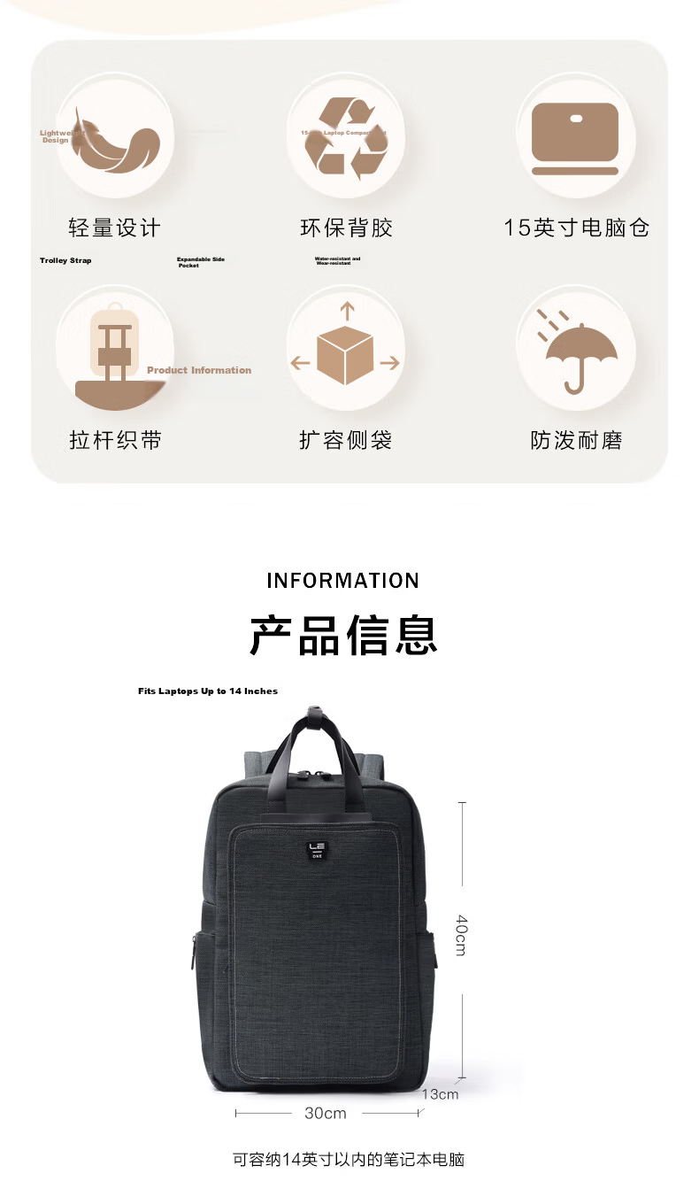 LEXON Casual Men's Backpack 14/15.6 Inch Laptop Bag Commuter Travel Lightweight School Bag Green 2