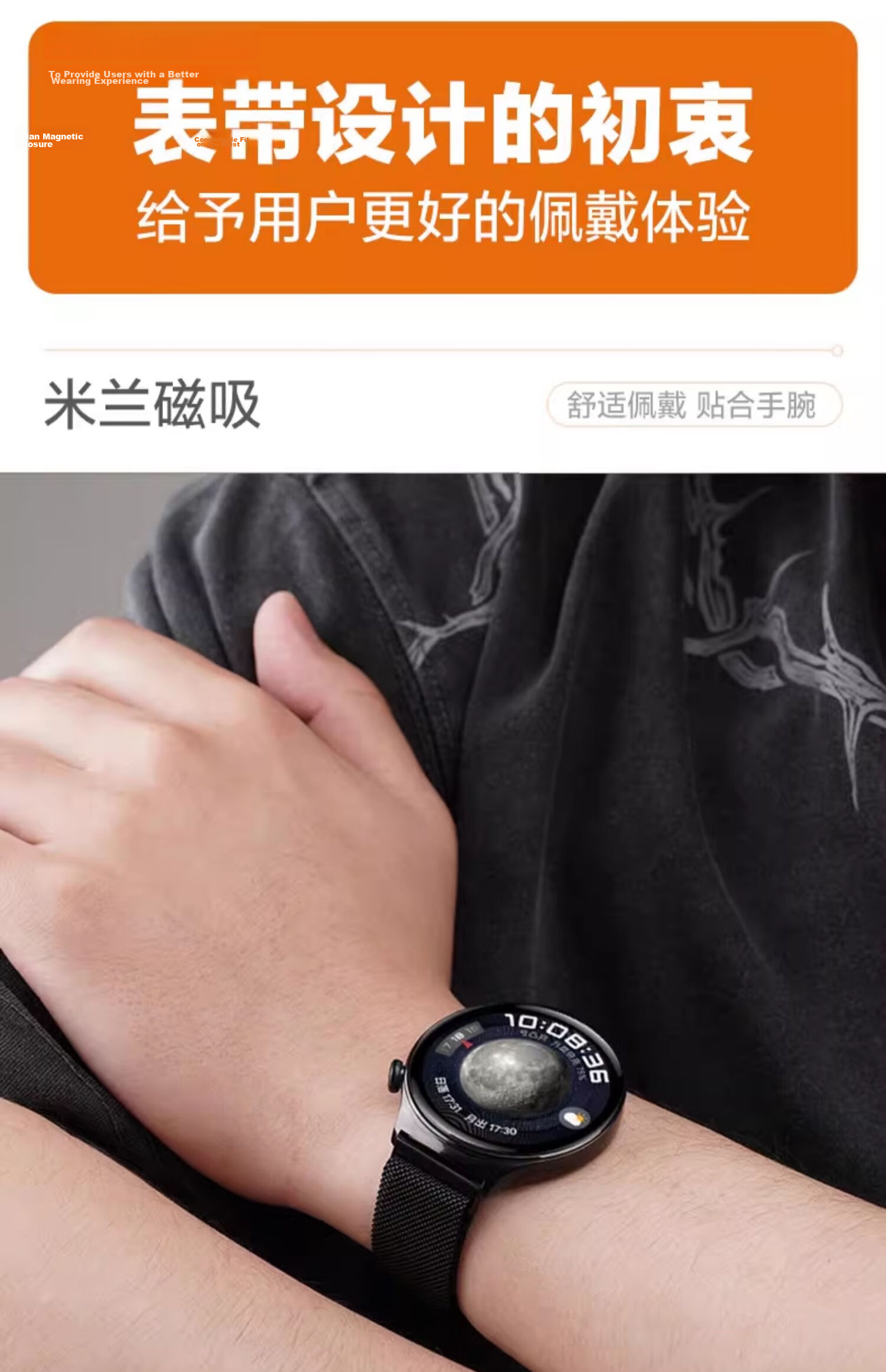 Watchbond Compatible with Huawei Watch GT7 Strap, Suitable for Watch6pro/GT6/5/4/3/Watch5/GT6Pro, Milanese Magnetic Metal Sports Style 46mm Strap 22