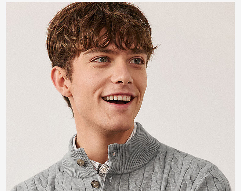 Navikail Italian Small Sailboat Antibacterial Warm Knit Sweater Men's Half-Zip Collar 1344044503 Gray XL/52 3