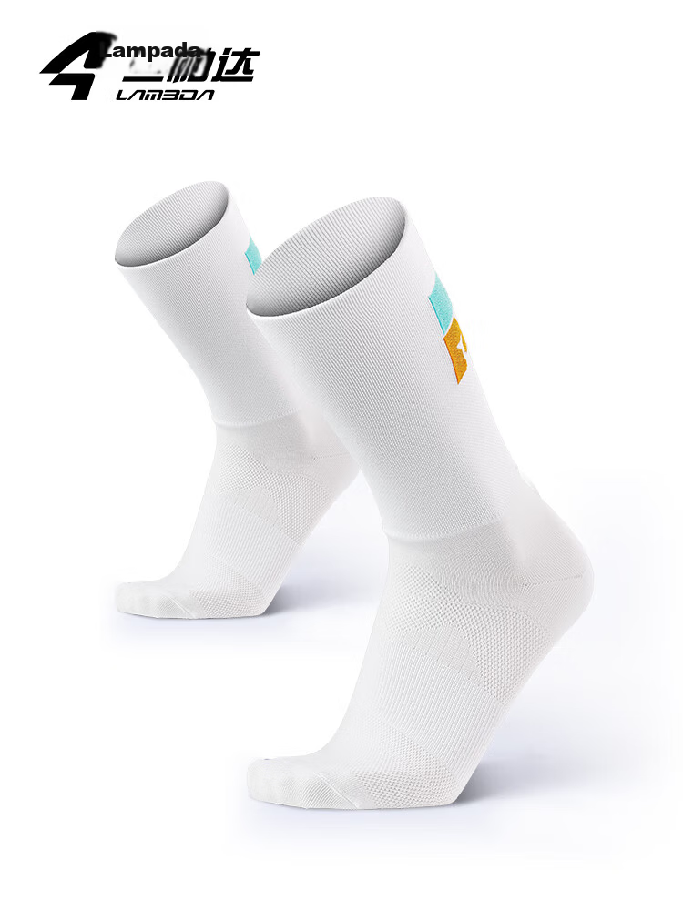 LAMEDA Breathable Reflective Cycling Socks for Men And Women, Bicycle Road Bike Sports Socks Running Mid-Calf Socks with Reflective White Desig 6