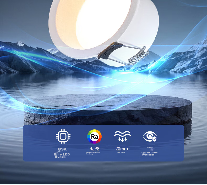 Sanxiong Aurora LED Recessed Downlight Spotlight Anti-Glare High Transmittance Cree LED Chip Yunqi 7W 5-Pack 2