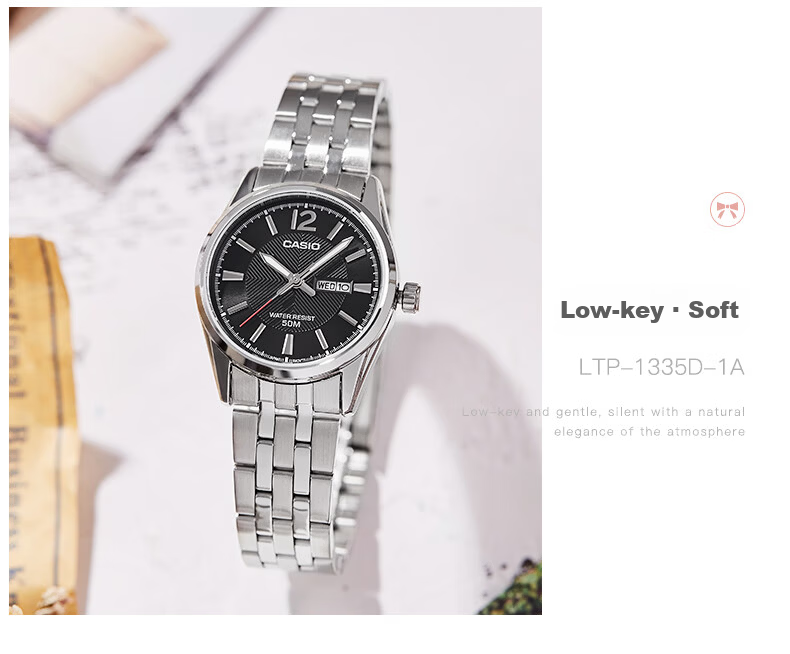 Casio Women's Quartz Watch with Steel Band And Analog Display, Simple Design, Water-Resistant Student Watch LTP-1335D 14