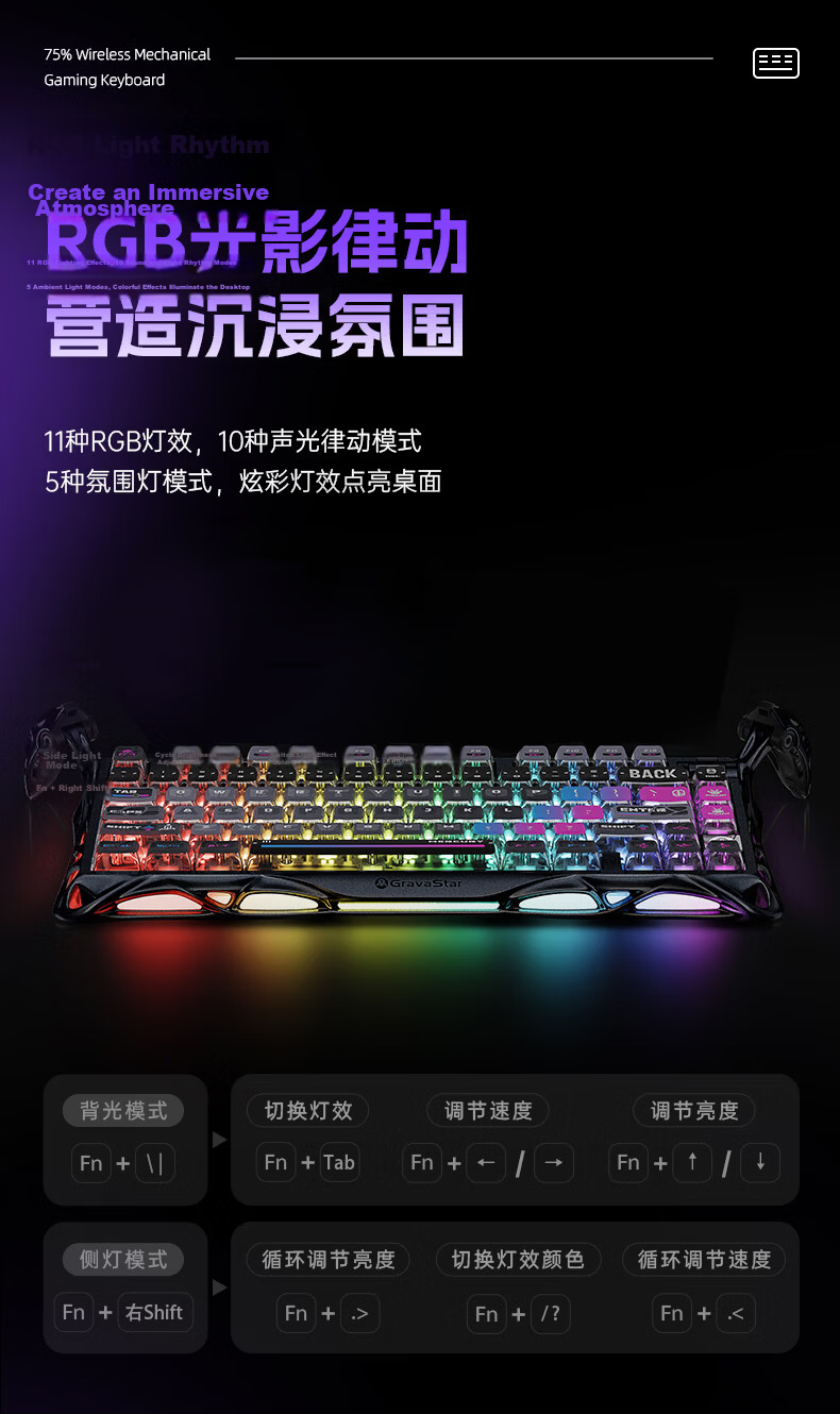 GravaStar Mechanical Gaming Keyboard, Chaojia 75-Key Layout, Wireless/wired/Bluetooth Tri-Mode, Vintage Metal Design with Feet, GS K1 PRO Battle-Damaged Yellow 13