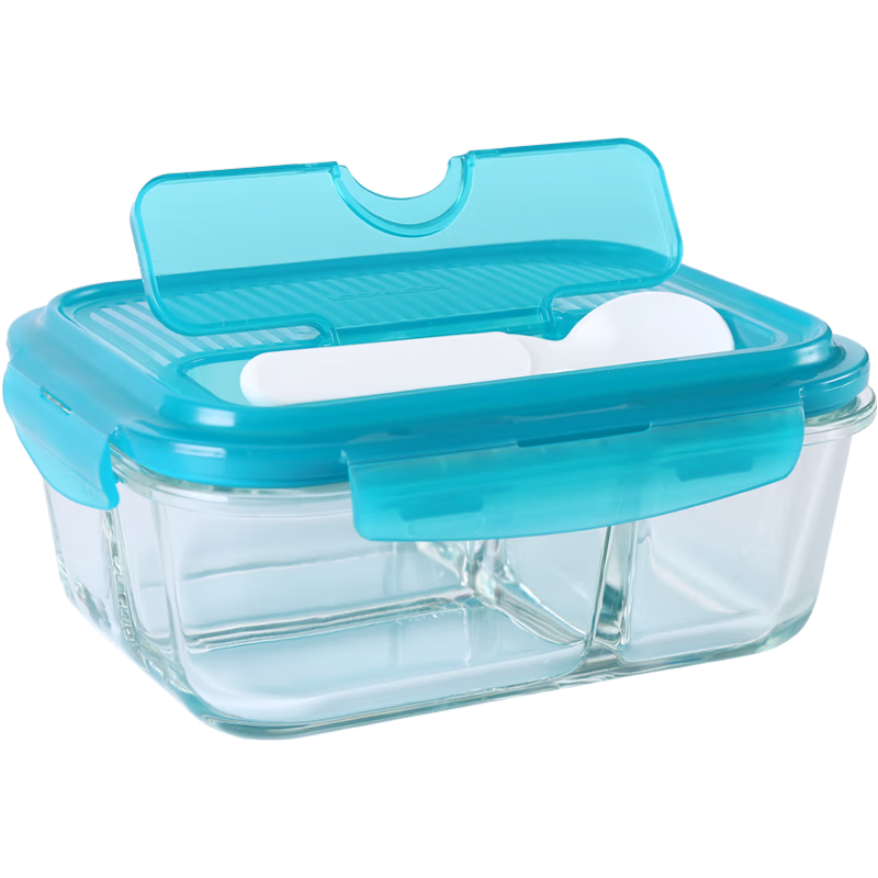 LOCK&LOCK Heat-Resistant Glass Food Storage Container Microwave Lunch Box 1020ml with Lunch Bag for Office Workers and Students
