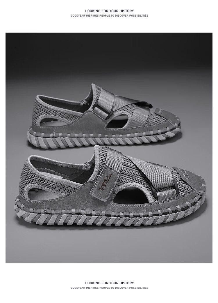 Bull Family Men's Summer Closed-Toe Sandals Soft Leather Soft Sole Outdoor Water-Resistant Casual Trendy Men's Clogs 17