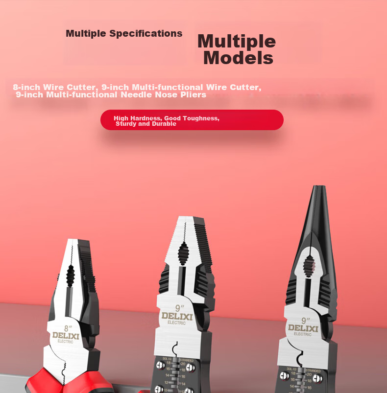 DELIXI ELECTRIC Industrial Grade Multi-Function Diagonal Pliers Steel Wire Cutters Electrician Precision Needle Nose Pliers 6-Inch Eccentric Effort-Saving 3-Piece Set 18