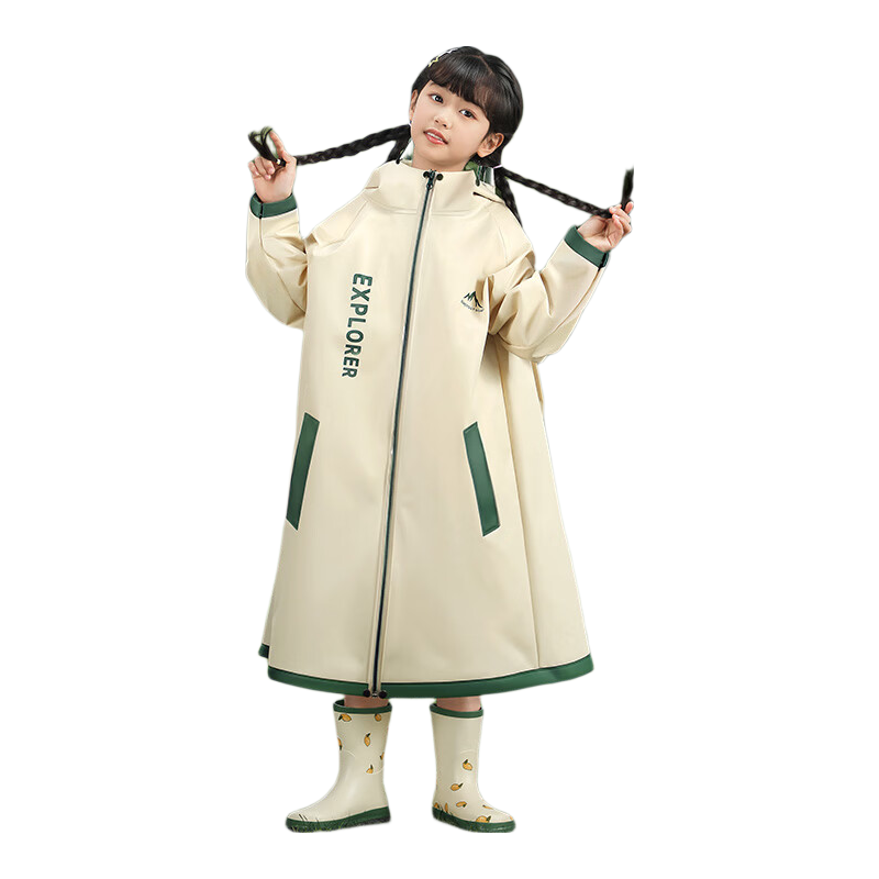 Beimei Children's Raincoat, for Elementary School Students, Long Full-Body Design with Backpack Space, for Boys And Girls, Heavy Rain Protectio