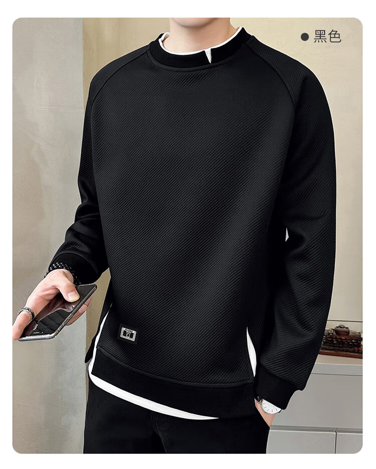 PLAYBOY Sweatshirt for Men, Autumn Long-Sleeve T-Shirt, Loose Casual Sports Jacket, Trendy Men's Top, Base Layer 14