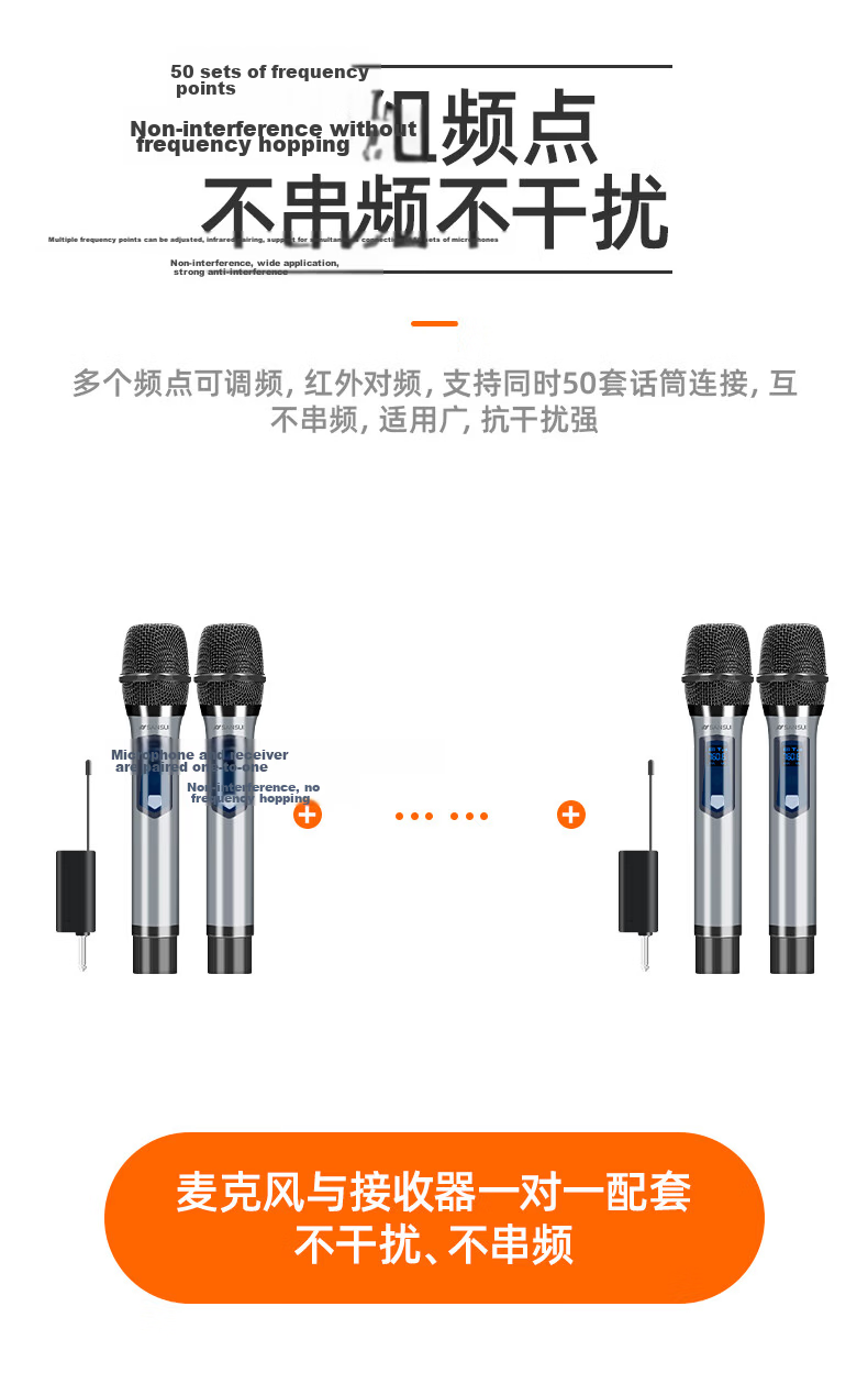 SANSUI Rechargeable Wireless Universal Microphone for Stage Professional Home KTV Karaoke Singing Speaking Meetings Outdoor Audio Speaker TV Car Universal U7 Black 9