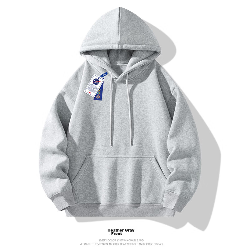 NASA GISS Men's Hoodie Loose Fit Solid Color Sports Sweatshirt Youth Long Sleeve Jacket Black M 17