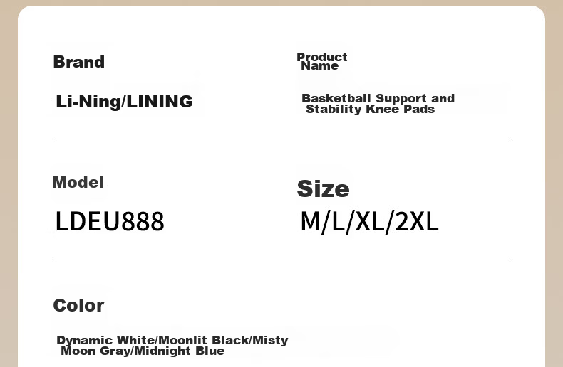 Li-Ning Knee Pads for Sports, Running, Meniscus Protection, Professional Basketball Knee Guards, Badminton Knee Support, Hiking Patellar Strap for Me 34