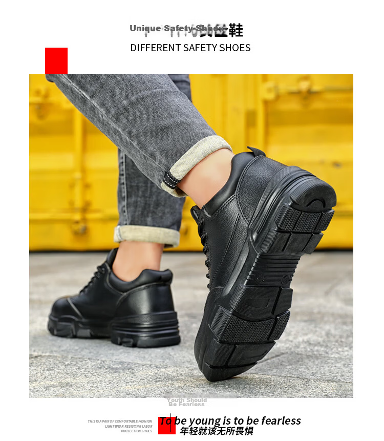 JUNBU Safety Shoes for Men, Steel Toe Cap, Anti-Smashing, Puncture-Resistant, Waterproof, Lightweight, Comfortable Construction Site Work Boots 2165N Size 41 19