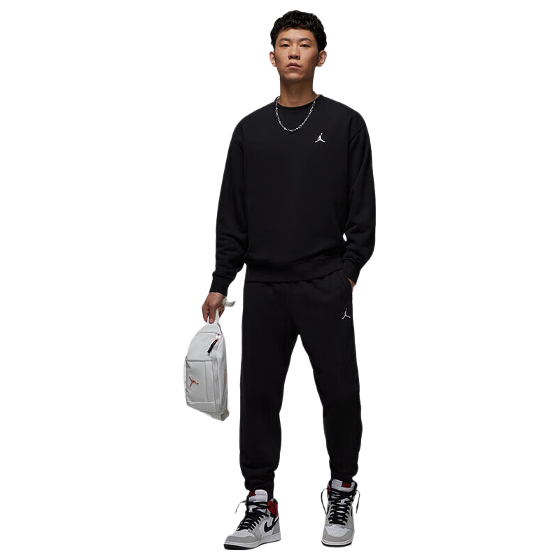 Jordan Men's Jordan Fly Logo Knitted Terry Round Neck Pullover Sweatshirt FV7296-010 Black 2XL