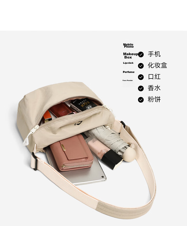 C.BANNER Large Capacity Crossbody Bag for Women, Trendy Student Simple Commuter Versatile Shoulder Fabric Bag, Fashionable Chest Bag 2