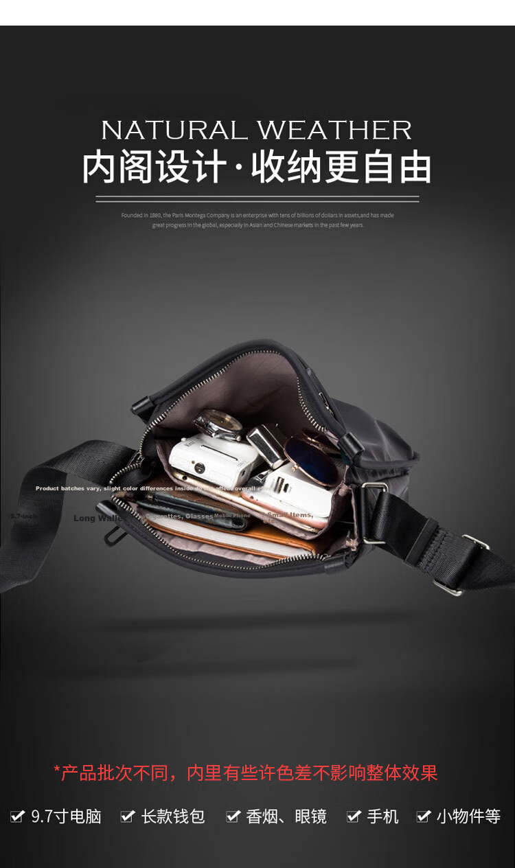 MONTAGUT Men's Crossbody Bag Shoulder Bag Portable Large Capacity Canvas Phone Bag Valentine's Day Gift for Boyfriend 4