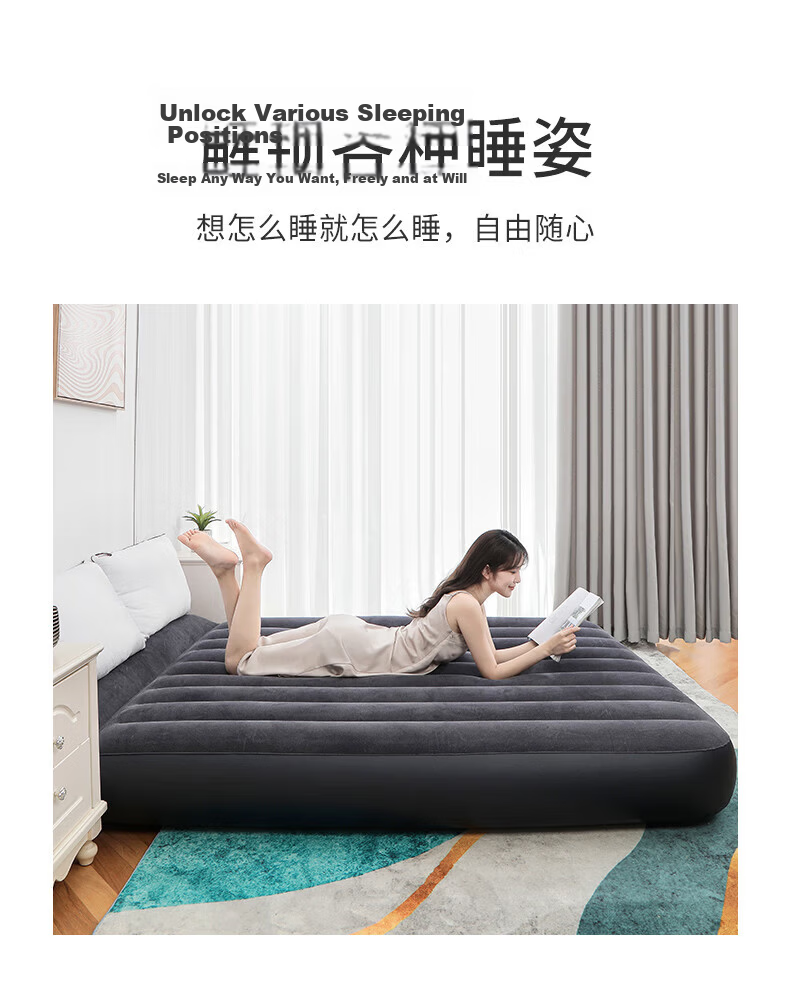 INTEX Double Large Inflatable Air Mattress with Built-In Electric Pump, Pillow, Automatic Inflation, for Car And Home Use, Foldable Bed for RV 64150 14