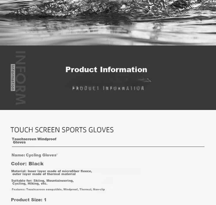 BWNK Sports Ski Gloves, Winter Warm Gloves, Windproof, Cold-Resistant, Waterproof, Thickened Cycling Gloves, Riding Gloves, Winter Men's 9