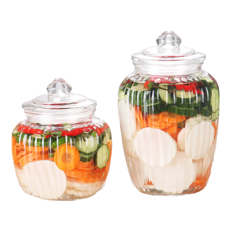 Baijie Glass Sealed Jars for Infusing Liquor, Pickling Vegetables, Tea Storage, Dried Fruits And Snacks, Two-Pack Pickle Crock