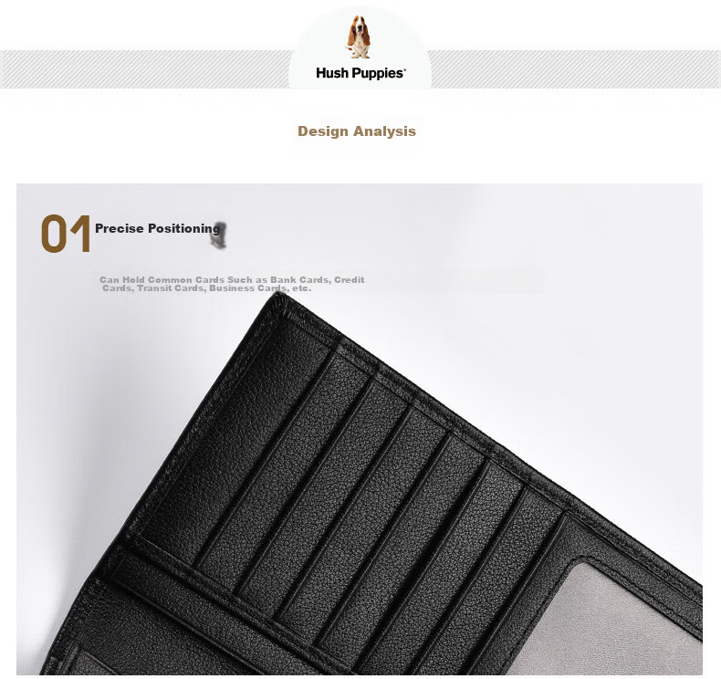 Hush Puppies Men's Genuine Leather Casual Long Wallet Multi-Card Holder Birthday Gift Practical Wallet for Boyfriend 6